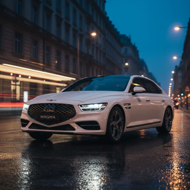 2027 Genesis G90 Magma exterior - front three quarter view