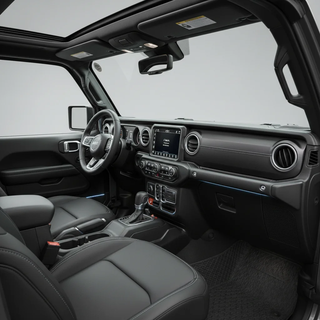 2027 Jeep Wrangler Rubicon EV interior - dashboard and cockpit view
