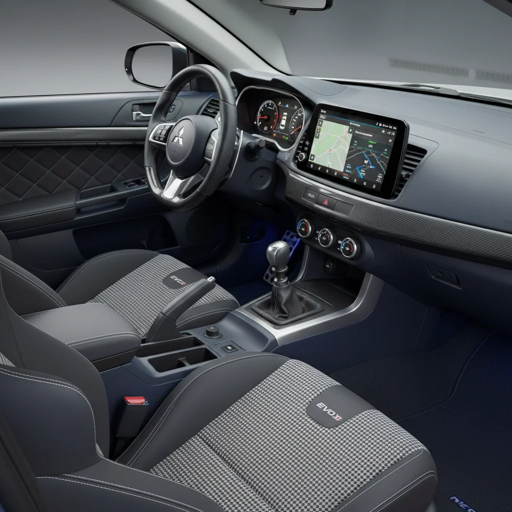 2028 Mitsubishi Lancer Evo XI interior - dashboard and cockpit view