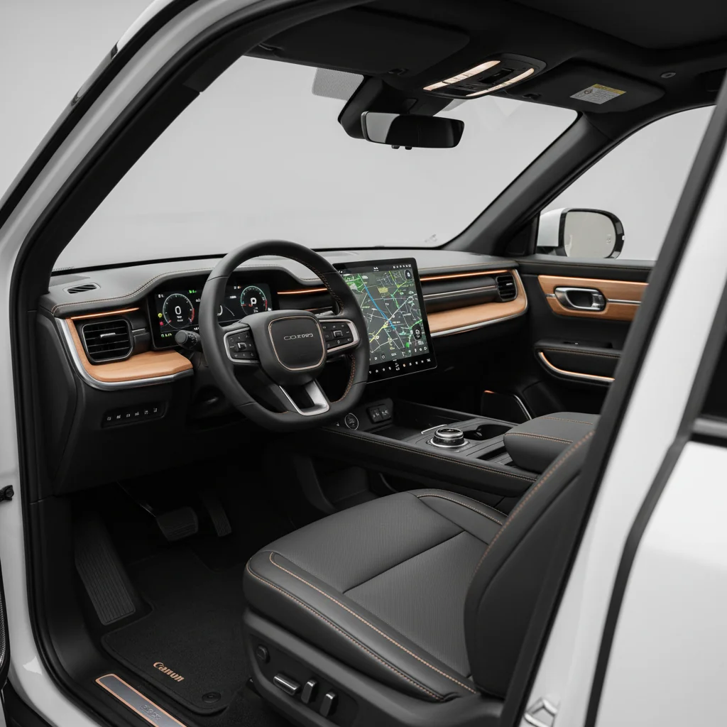 2027 Rivian R1S Quad Motor Max interior - dashboard and cockpit view