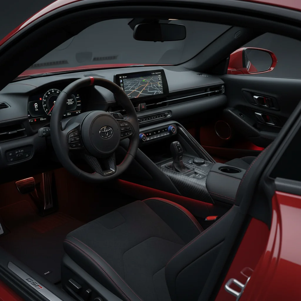 2028 Toyota GR Supra A100 interior - dashboard and cockpit view