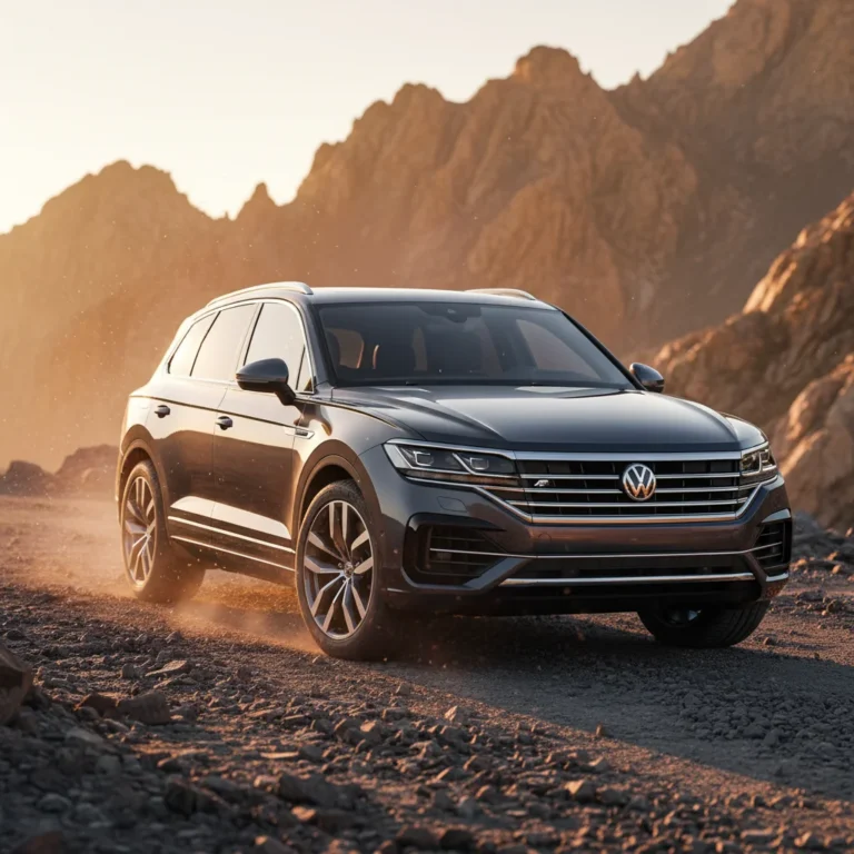 2027 Volkswagen Touareg R Black exterior - front three quarter view